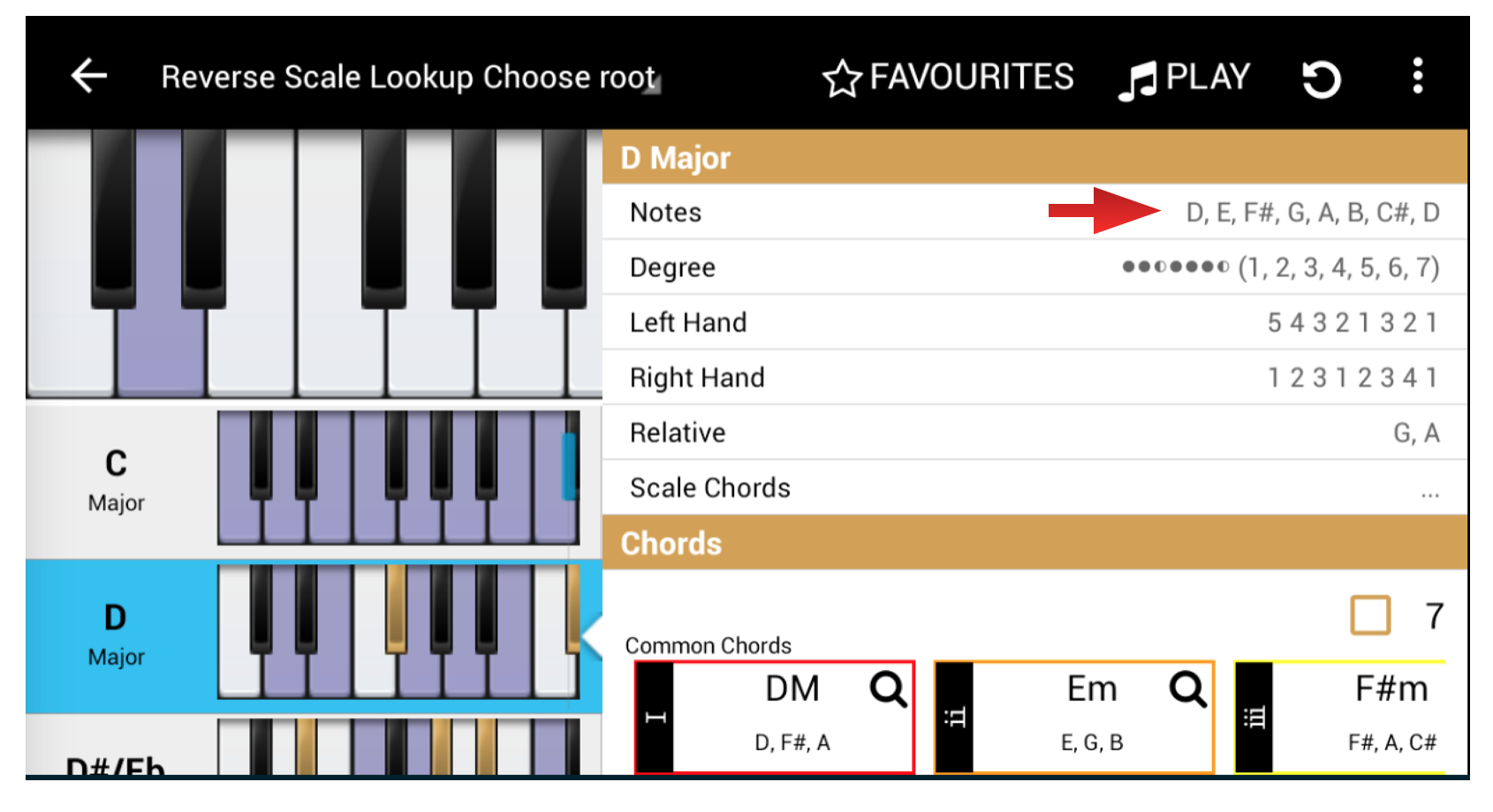 C major scale on Virtual Piano 