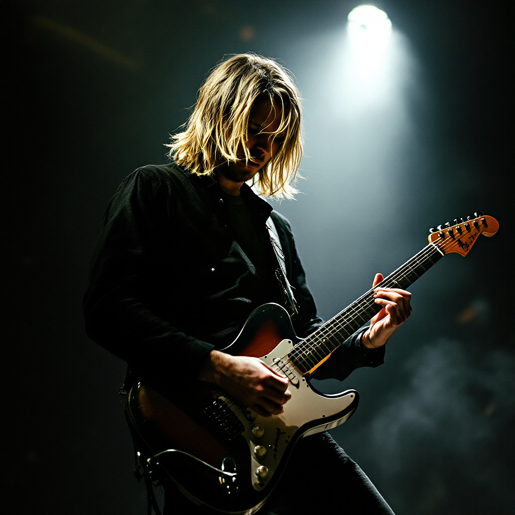 Nirvana, Kurt Cobain, Playing Guitar