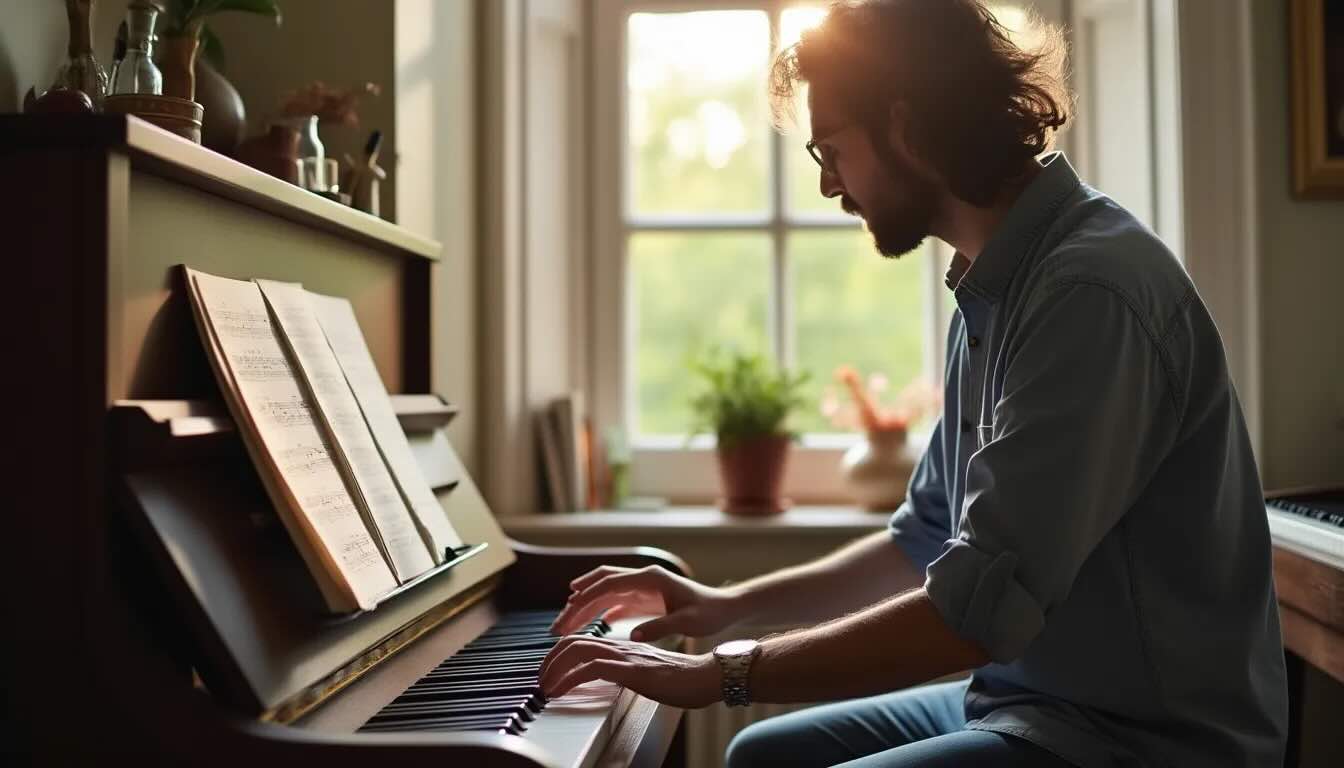 Person plays piano